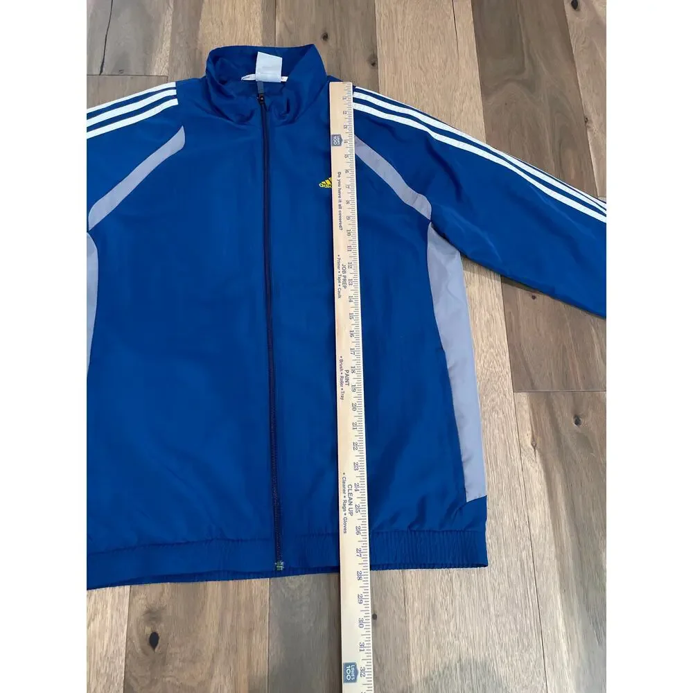 Adidas Men’s Windbreaker Full Zip Blue Logo Size M